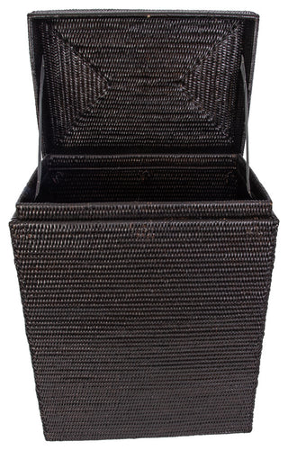 Artifacts Rattan Rectangular Hamper With Hinged Lid, Tudor Black