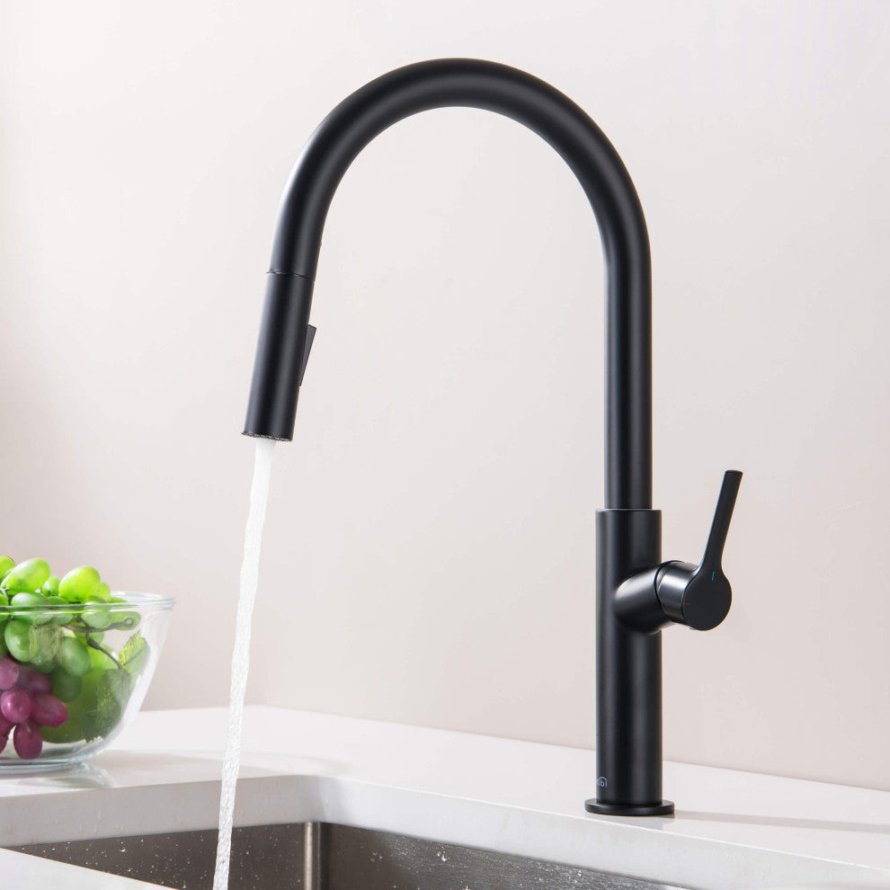 Fusion-T Single Handle Pull Down Kitchen Sink Faucet, Matte Black