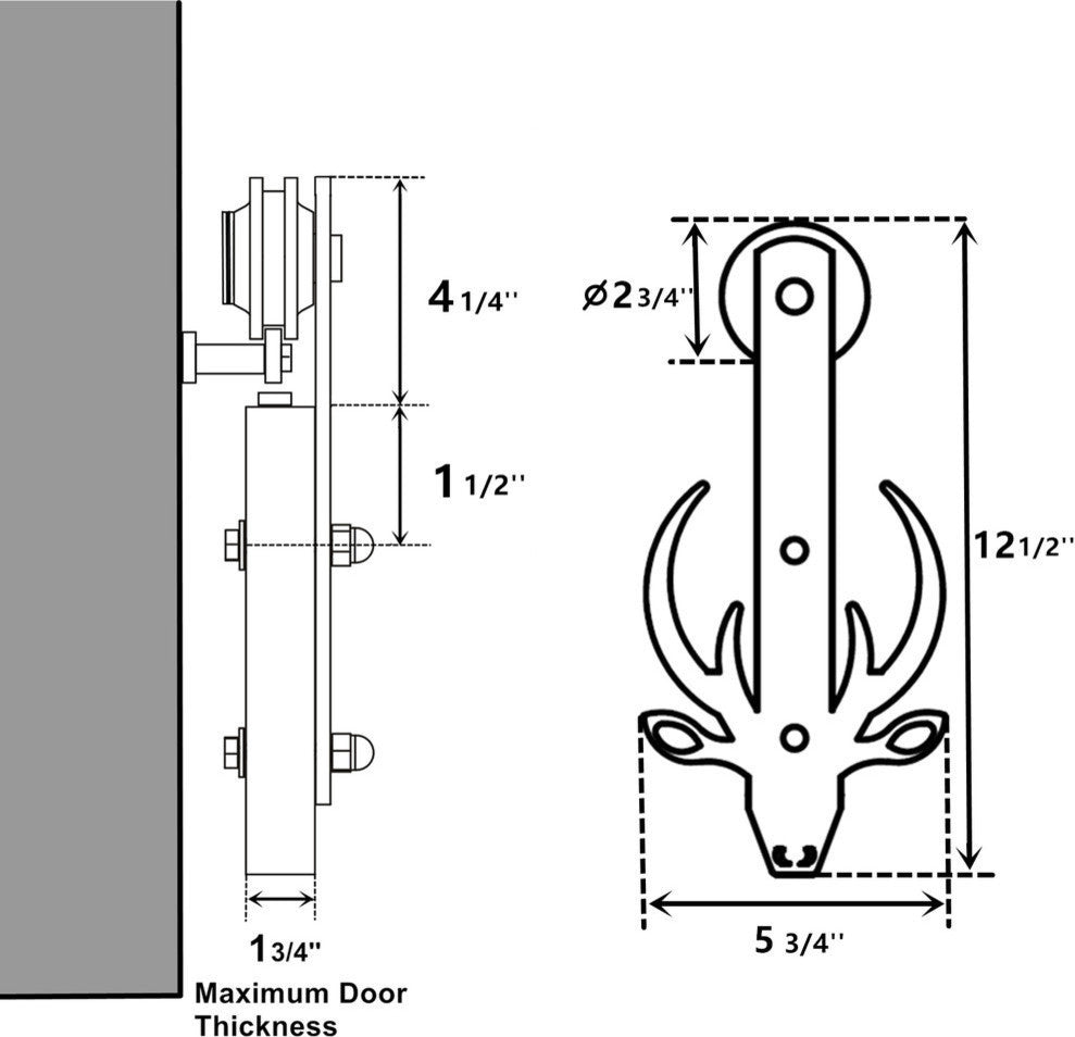 Sliding Barn Door Hardware Kit, Bucks Design, Double Door, 16'