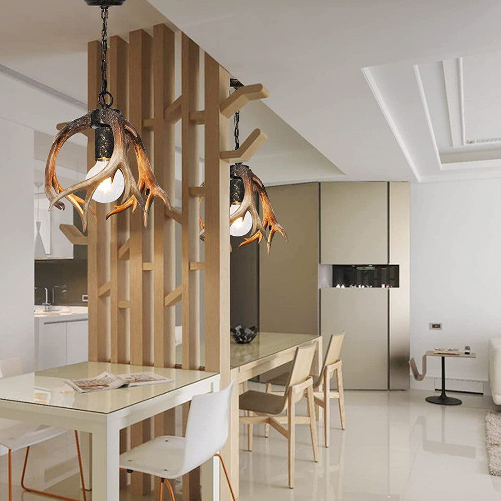 Antler Pendant Light, Rustic Farmhouse