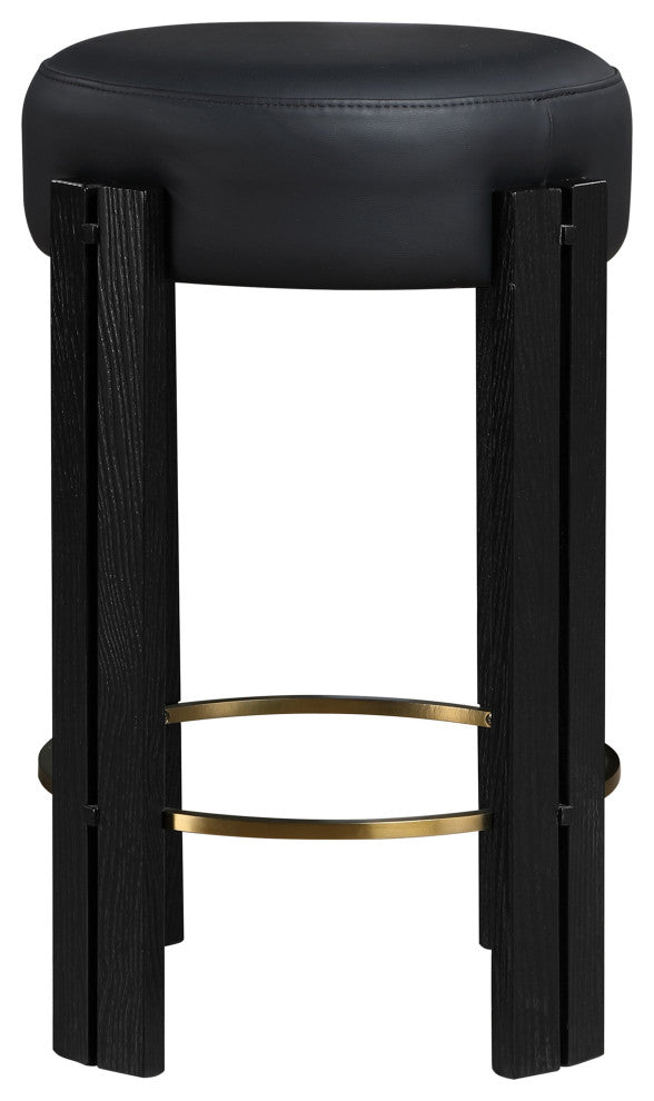 Harrison Upholstered Counter Stool, Black, Black Finish