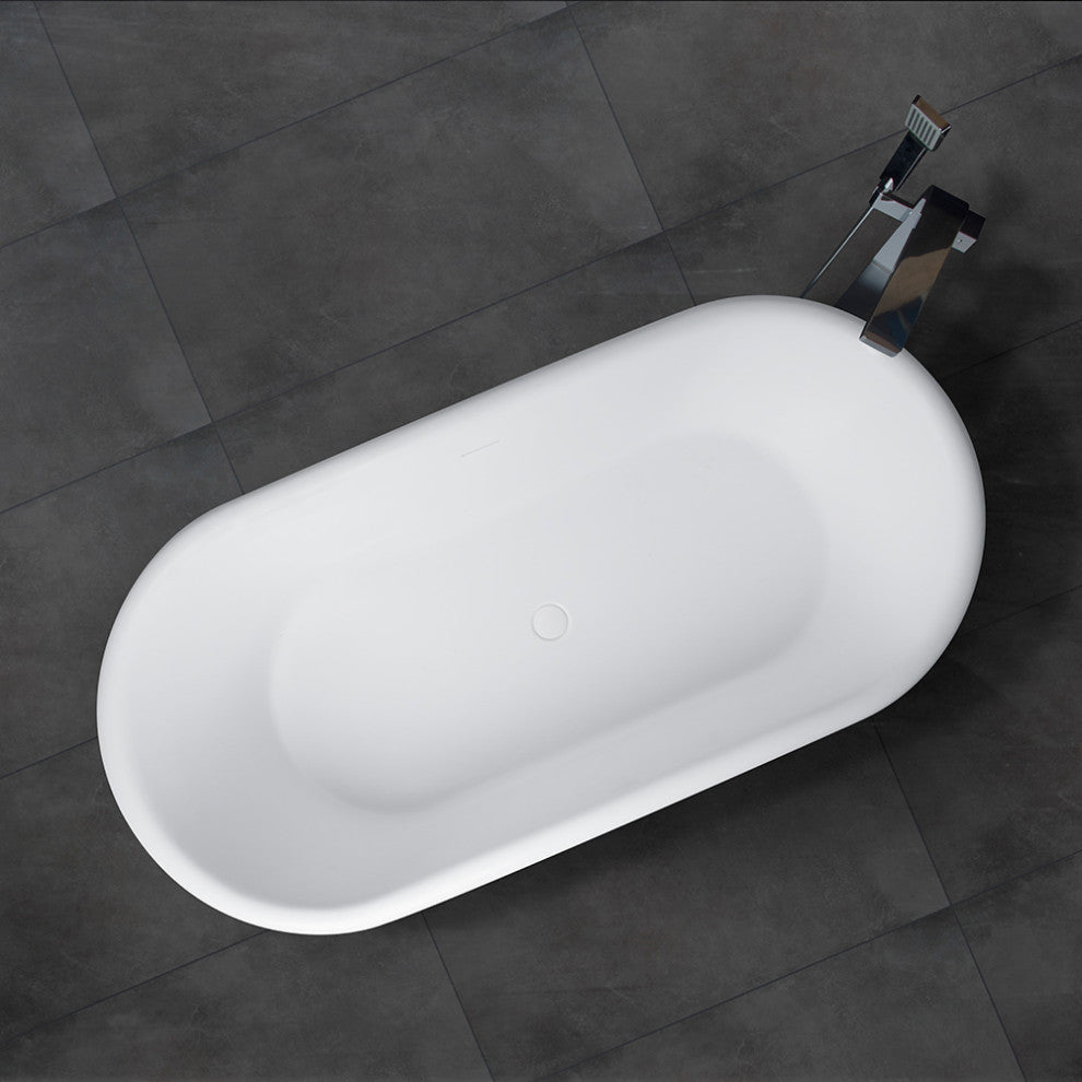 Vanity Art 67" Solid Surface Resin Stone Freestanding Bathtub