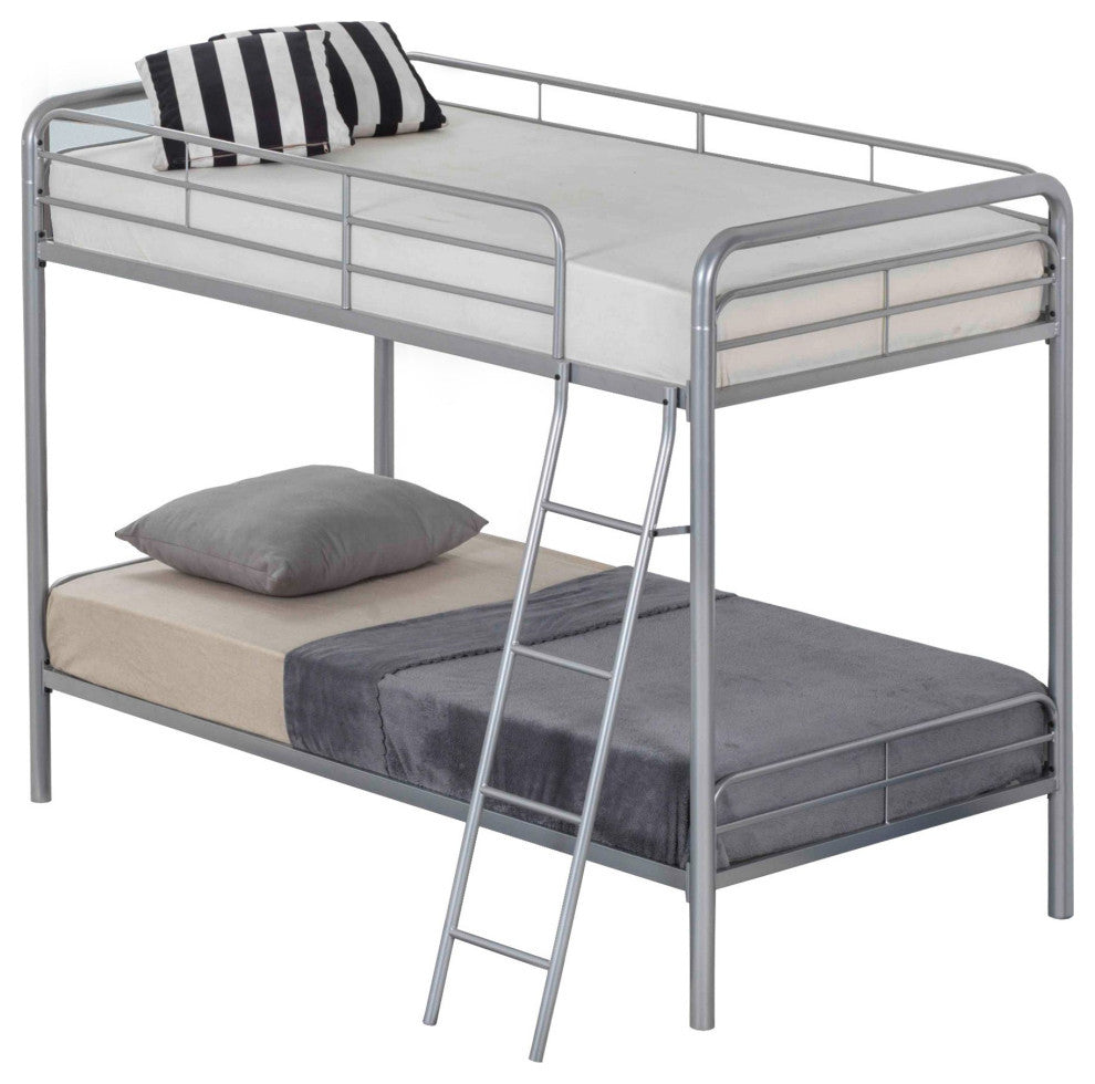 Better Home Products Twin over Twin Metal Bunk Bed in Gray