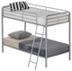 Better Home Products Twin over Twin Metal Bunk Bed in Gray