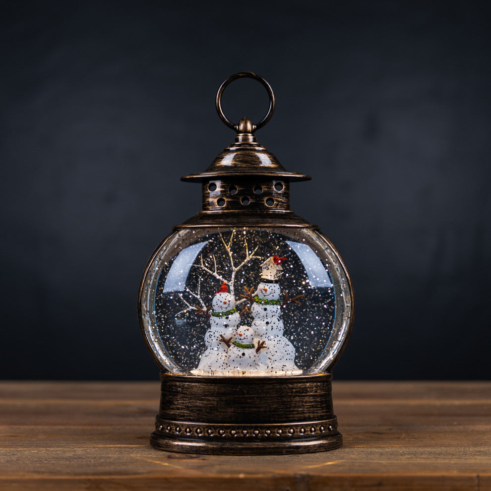 LED Snow Globe With Snowman Family 11.5"H