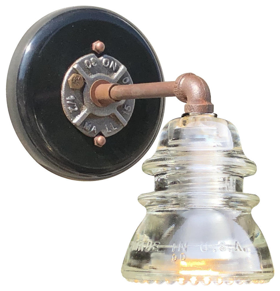 Insulator Light Sconce Rusted Steel Tube