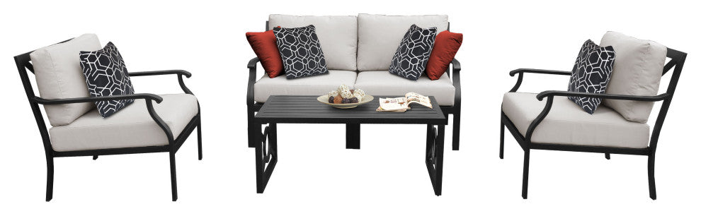 kathy ireland Madison Ave. 5 Piece Aluminum Patio Furniture Set 05c, Truffle