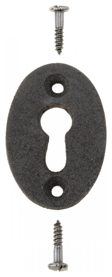 Renovators Supply Black Keyhole Escutcheon 1.75"Wrought Iron Keyhole Cover Plate