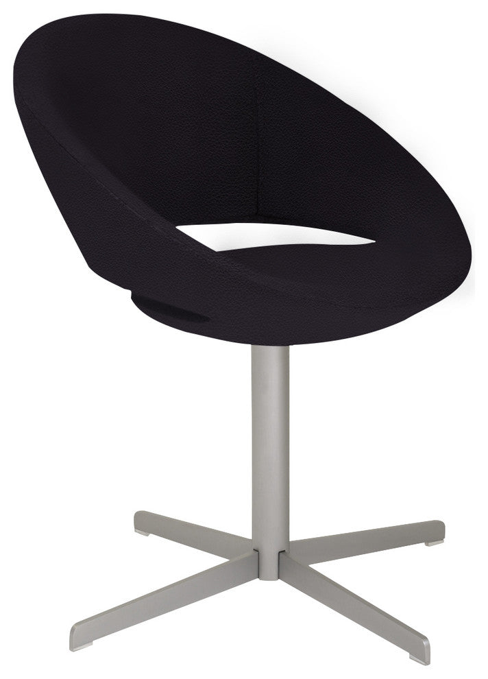 Crescent 4 Star Chair, Chrome Base, Black Leatherette