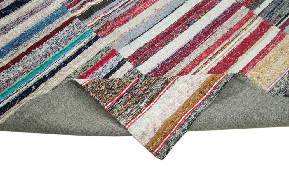 Rug N Carpet - Handmade Oriental 8' 7'' x 12' 2'' Unique Patchwork Kilim Rug