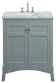 Eviva New York 24" Gray Bathroom Vanity, With White Marble Carrera Top and Sink