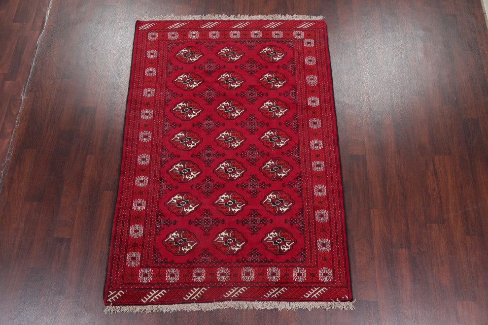 Balouch Oriental Traditional Carpet Hand Made Afghan Area Rug, Red, 7'3"x5'1