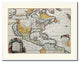 North America Vintage Old Map Print On Canvas With Picture Frame 28" X 37"