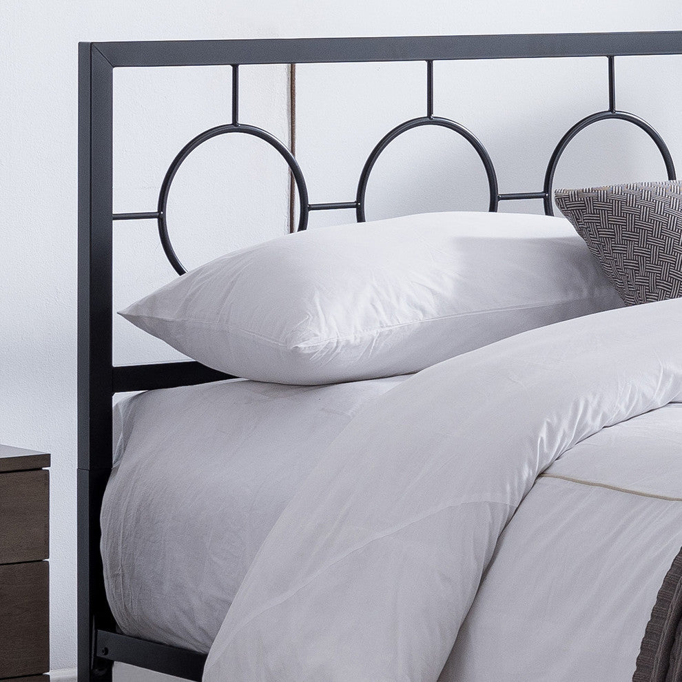 GDF Studio Doris Modern Queen Geometric Low-Profile Platform Bed Frame, Flat Bla