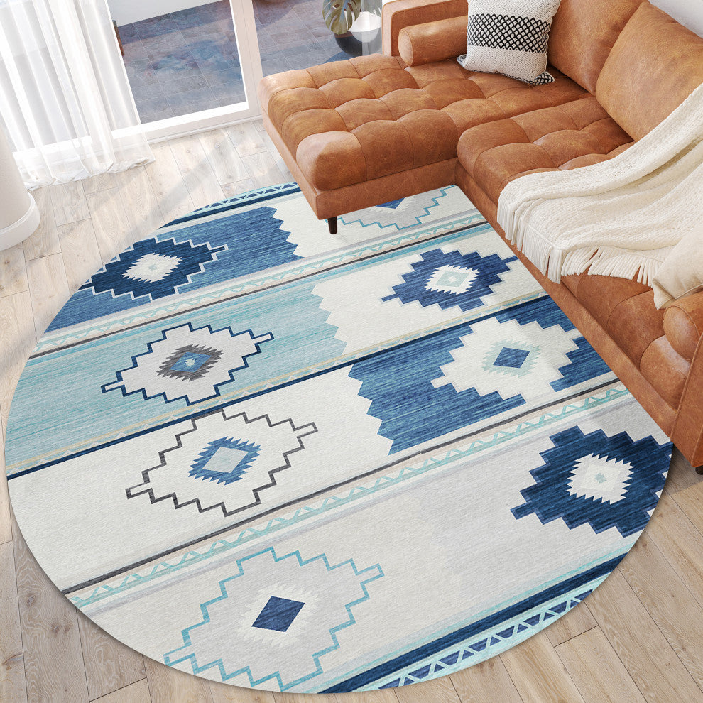 Indoor/Outdoor Phoenix PH1 Pacifica Machine Washable 8' x 8' Round Rug
