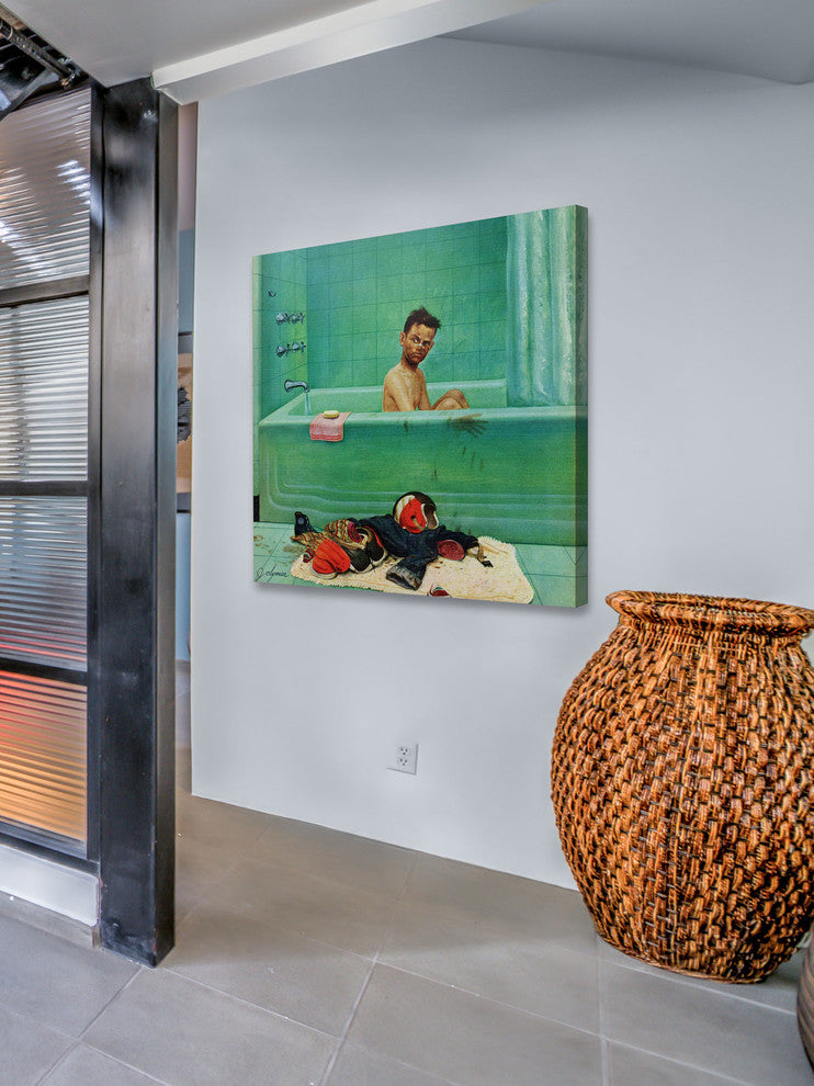 "Quarterback in the Tub" Painting Print on Canvas by John Clymer