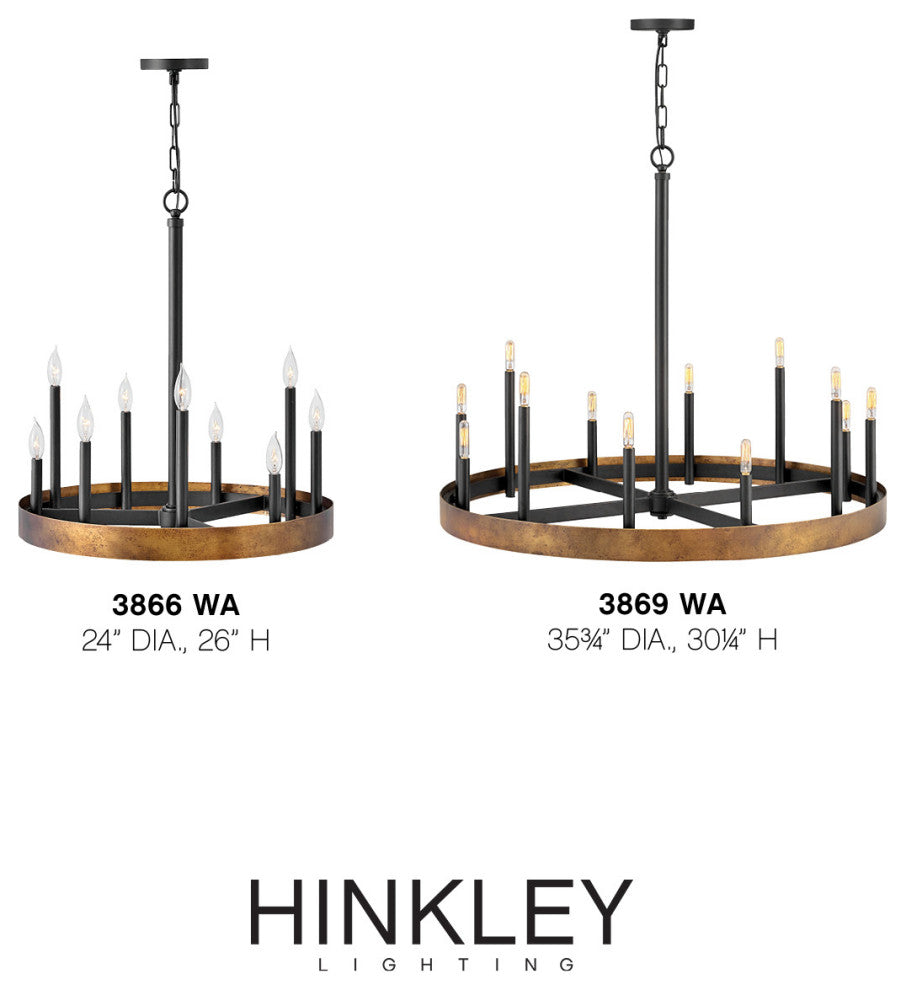 Wells 12-Light Chandelier, Weathered Brass