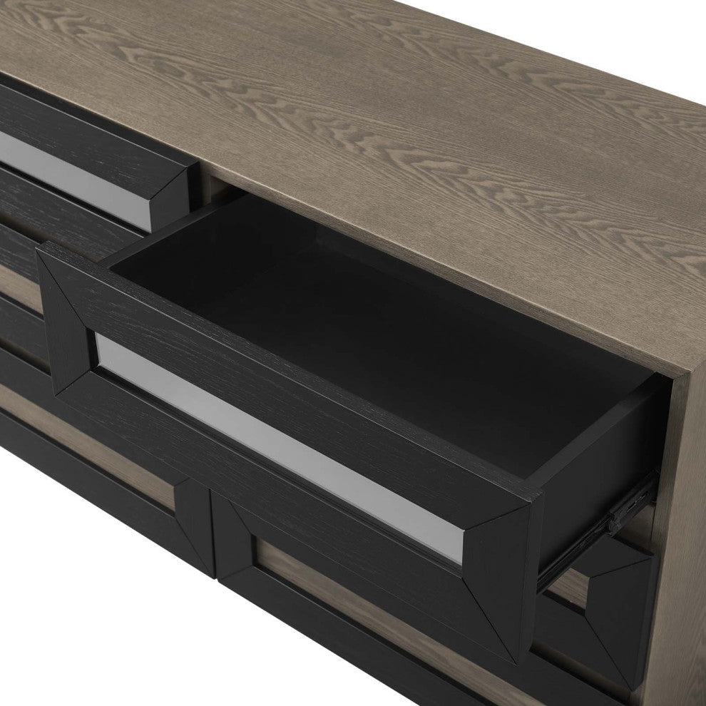 Dresser Drawer Chest Stand, Brown Oak, Wood, Modern, Mid Century Guest Suite