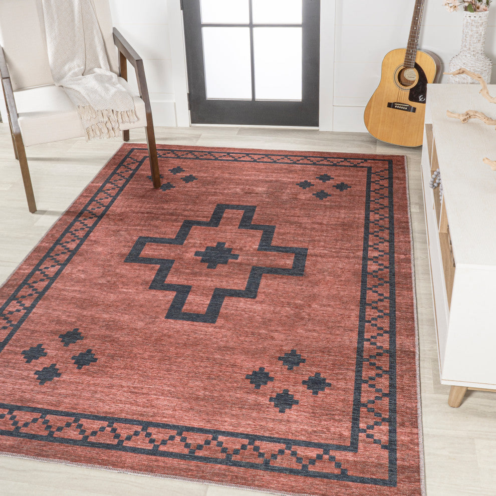 Korsa Geometric Medallion Machine-Washable Area Rug, 4x6