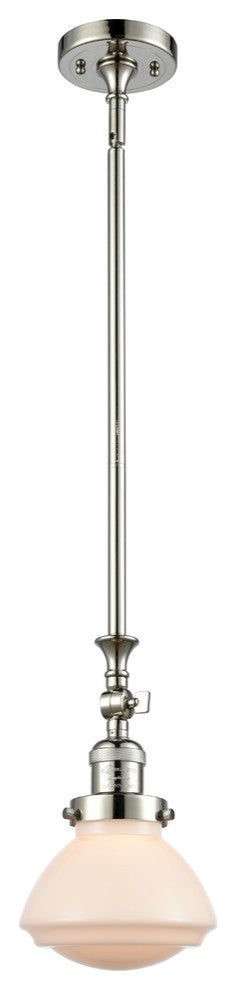 Olean 1-Light Mini Pendant, Polished Nickel, Matte White