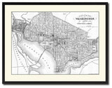 Washington Dc Vintage B&W Map Canvas Print, 28"x37"