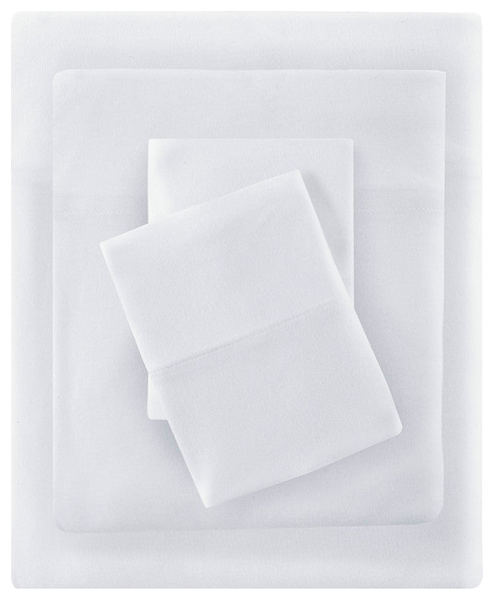 Intelligent Design Cotton Blend Jersey Knit All Season Sheet Set, White