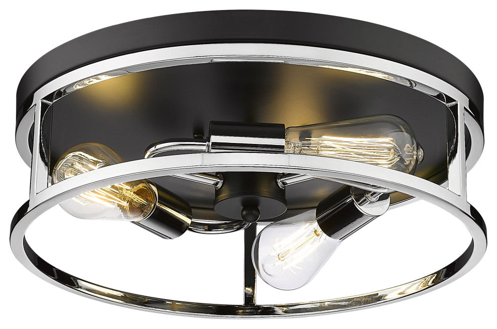 Bethel International YS2180C16BCH 3 Light Flush Mount, Black and Chrome