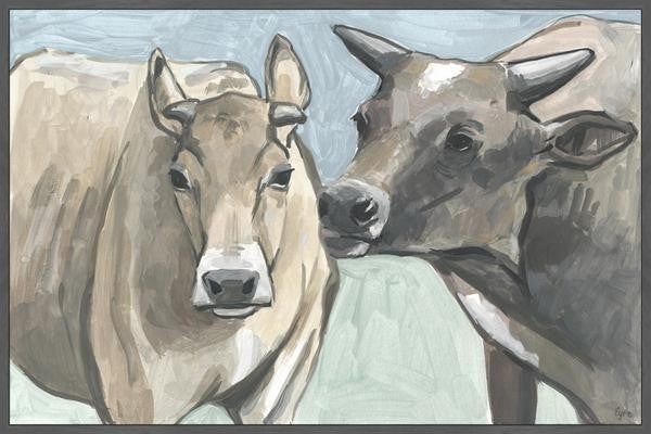 "Vache Romance" Floater Framed Painting Print on Canvas, 24"x16"