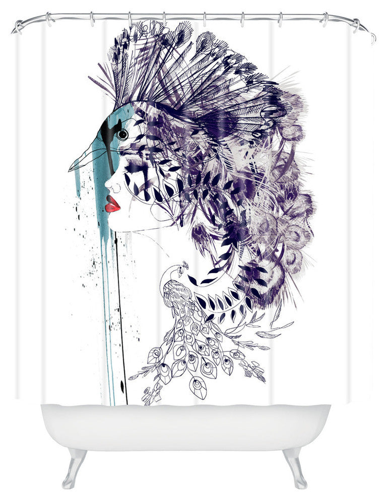 Holly Sharpe Peacock Girl II Shower Curtain