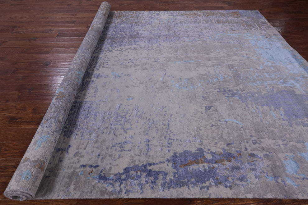 9' 0" X 12' 2" Hand Knotted Wool and Silk Modern Rug Q7239