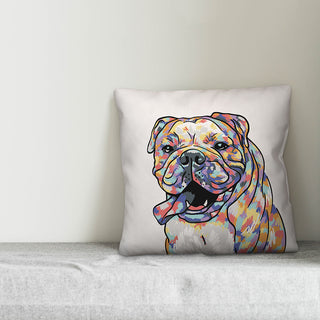 Watercolor Bulldog Throw Pillow Cover