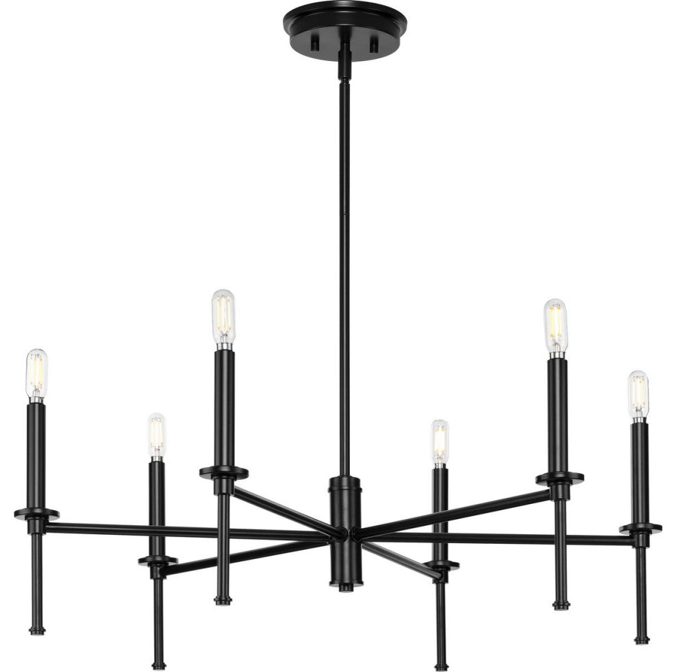 Elara Collection Six-Light New Traditional Matte Black Chandelier Light