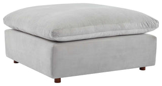 Commix Down Filled Overstuffed Performance Velvet Ottoman - Light Gray...