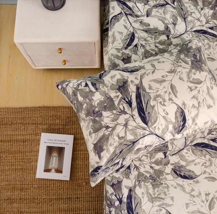 Wispy Leaf Taupe Gray Microfiber Fitted Sheet, Twin