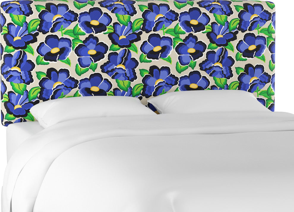 Browder Upholstered Headboard, Carla Floral Blue, King