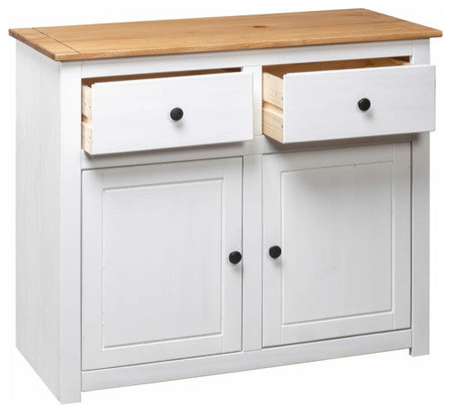 vidaXL Sideboard 2-Drawer Cupboard Sideboard Buffet Cabinet White Solid Pinewood