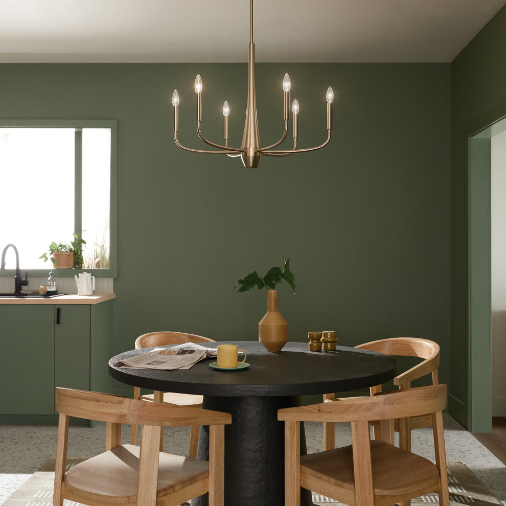 Deela 6 Light Chandelier 1 Tier Medium, Champagne Bronze