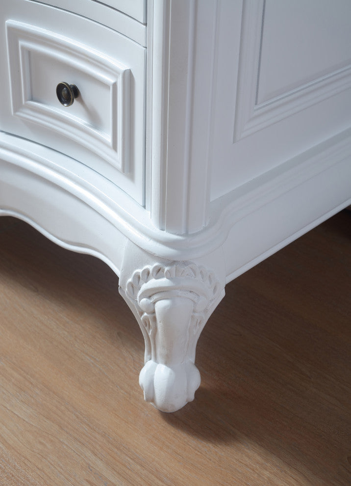Cassandra 48" Single Sink Bathroom Vanity, White Cabinet, Travertine Marble Top
