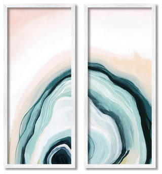 Abstract Seashell Interior Round Curves Blue Beige,10 x 24