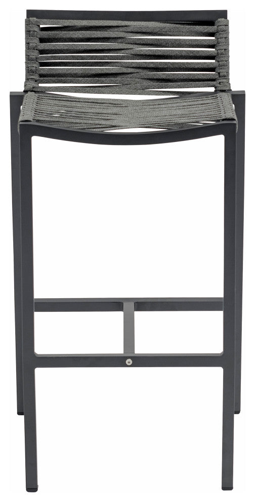 Maldives Rope Fabric Outdoor Patio Barstool (Set of 2), Grey