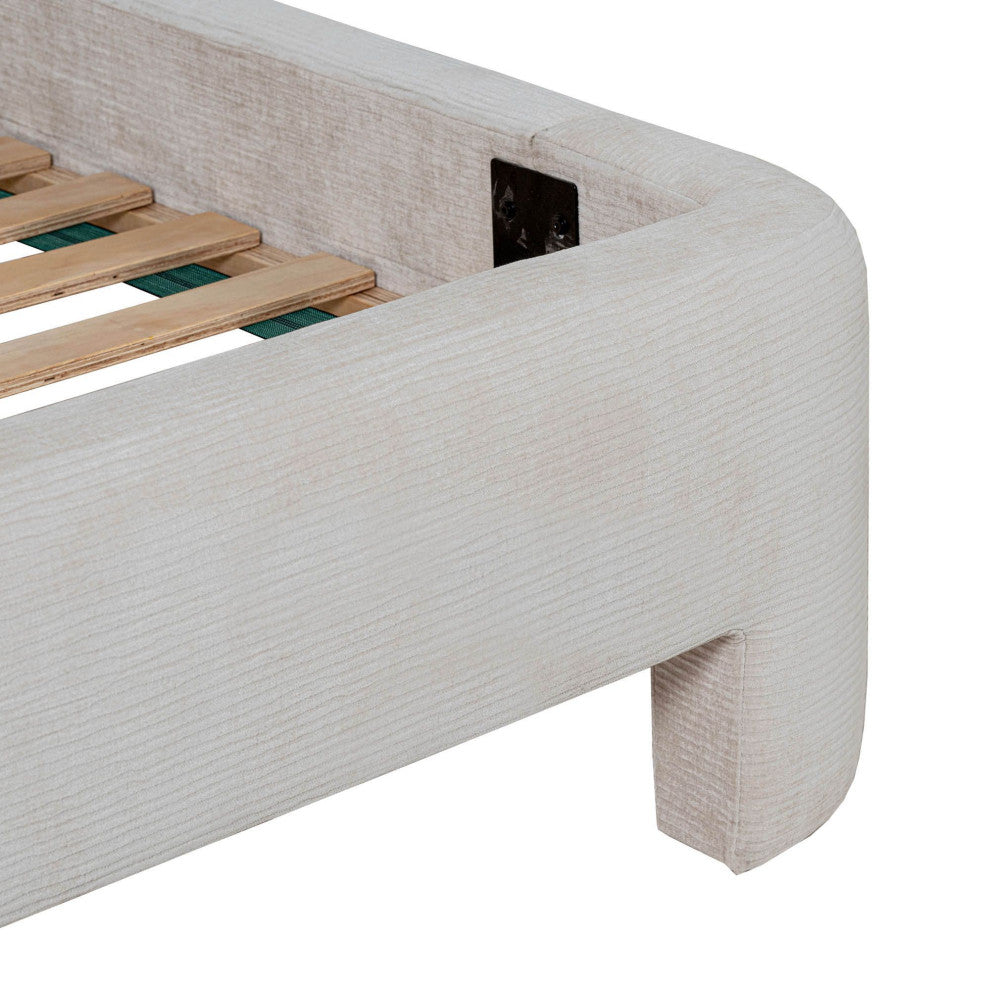 Nina Upholstered Platform Bed, Beige, Queen