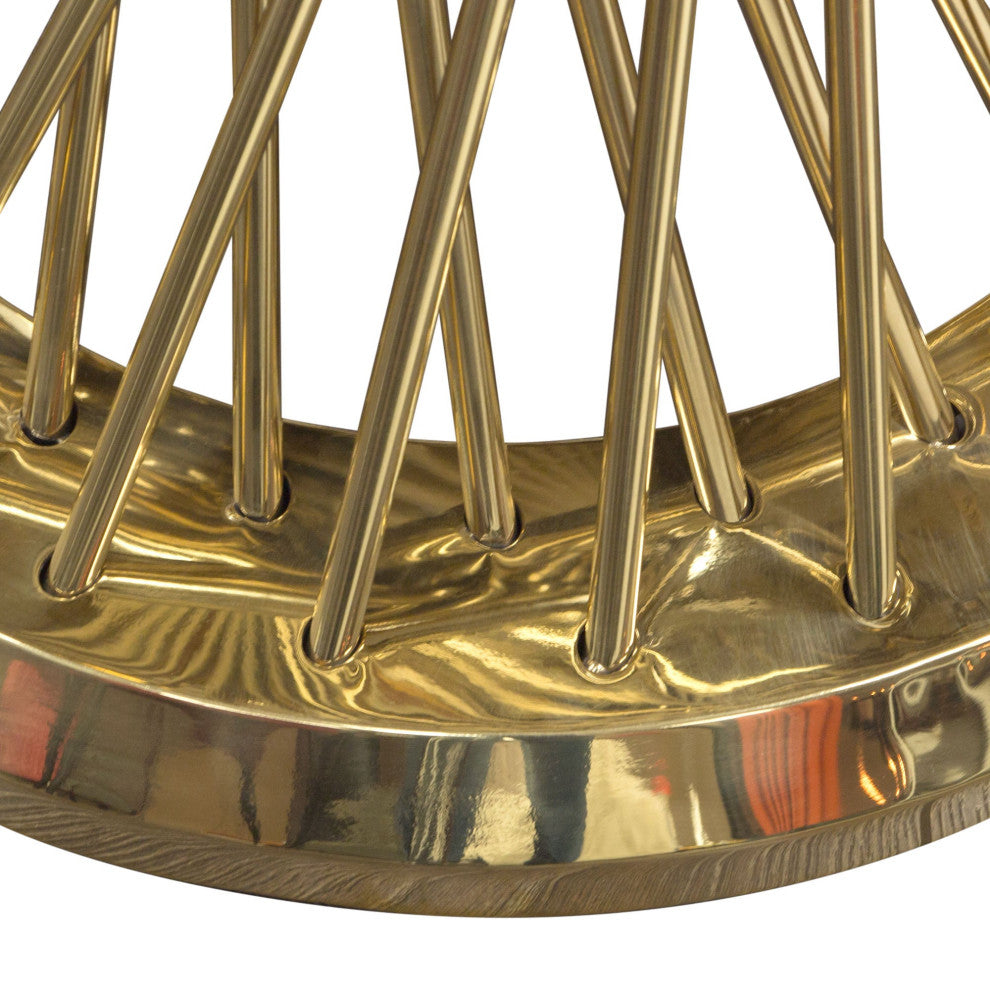 Solstice 18" Round End Table With Spiral Spoked Base, Gold