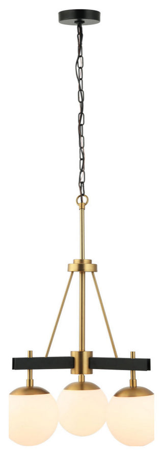 Allie 3-Lt  Chandelier - Black/Satin Brass