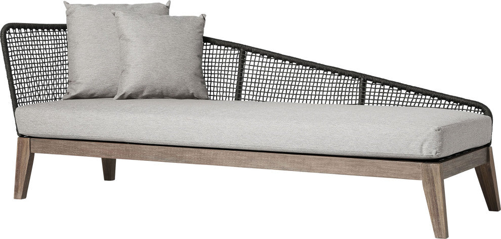 Netta Right Chaise, Dark Gray Cord and Weathered Eucalyptus