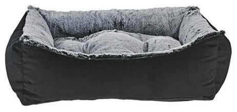 Scoop Bolstered Dog Bed, Ebony + Faux Fur Royal Sterling, Xl