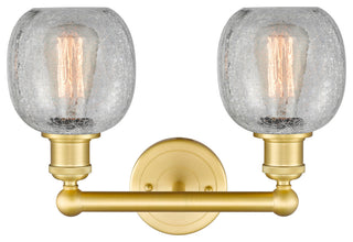 Belfast 2-Light 15" Bath Vanity Light, Satin Gold, Clear Crackle