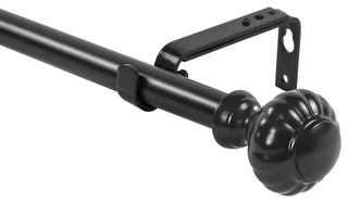 1" Doorknob Drapery Curtain Rod, Black, 84"-120"