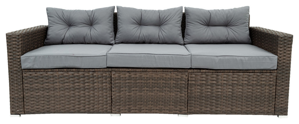 6-Pieces Wide Outdoor Rattan Reversible Patio Sectional With Cushions
