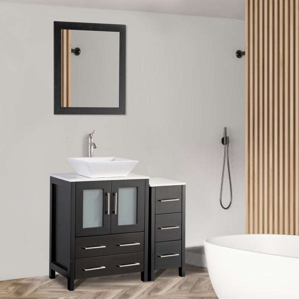 Vanity Art Bathroom Vanity Set With Sink, Espresso, 36", Led Sensor-Switch Mirror