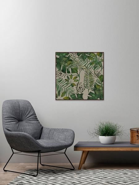 "Hojas de Palma" Floater Framed Painting Print on Canvas, 48"x48"